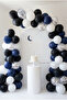 Starry Night Themed Black White Navy Blue Silver Confetti 20-Piece Balloon Set 11 Inch - 2