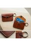Handmade Leather Mini Card Holder & Keychain Brown |   Afd - 3