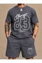 Men's Oversize 100% Cotton Printed Shorts Set – Summer 2-Piece Set