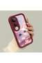 Vivo V50 Lite Compatible Case Camera Protector Claret Red Silicone Couple Phone Case Cat Pattern - 3