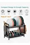 Two-Tier Dish Drying Rack Black for Kitchen - 8