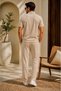 Rooy Wrinkled Crinkle Fabric Summer Lycra Men's Shirt and Pants Set - 2