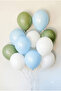 20-Piece Macaron Blue White Eucalyptus Green Balloon Set 11 Inch Birthday Baby Shower Party Decoration
