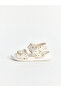 Vizyon New Season Beige Flower and Heart Patterned Girls' Sandals - 2
