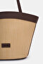 Bag Women's Tote Bag Shoulder Bag Straw Bag Summer Large Handbag Leather Celeste Brown - 3