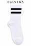 Unisex 6 Pairs Cotton Woven Striped Short Tennis College Socks
