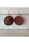 Authentic Wood Balsa Wood Light Coffee Laser Cut Round Dangle Earrings Size 7X5 cm