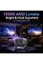 جهاز عرض ذكي صغير يدعم تقنيات 1080P و4K، مع تقنيات Wi-Fi 6 وبلوتوث 5.4، سطوع 12000 ANSI، تركيز تلقائي، وتجنب تلقائي للعوائق للاستخدام الخارجي، متوافق مع iPhone. - 3