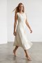 Women's Raw Linen Crew Neck Midi Length Lined Knitted Dress Alc-X15559 - 2