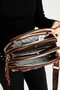 Women's Hand and Shoulder Bag with Multiple Compartments, Zipper, Logo, Cross Strap, Brown-Tan - 3