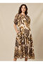 BALLOON SLEEVE PRINTRED DRESS