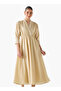 V NECK BUTTON EMBELLISHED NECKLINE MAXI DRES - 5