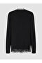 Black V-Neck Lace Detailed Women's Knitwear Cardigan - 3