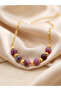Natural Agate Stone Handmade Gold Color Non-Tarnish Necklace