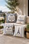 Amour De Paris Patterned 4-Piece Throw Pillow Cover Set - 2
