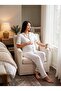 New Season Ecru Shawl Collar Breastfeeding Feature Adjustable Waist Buttoned Special Design Short Sleeve 100% Cotton Maternity Pajama Set - 3