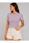 Women's Crew Neck Camisole Short Sleeve Slim Fit T-Shirt with Print Detail - Pink