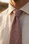 Burgundy White Classic Linen Tie Kk13876