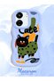 Redmi 13C Compatible Case Camera Protector Blue Silicone Couple Phone Case Cat Pattern - 2