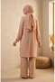 Bürümcük Fabric Tunic Pants Hijab Double Set 0571-08 Beige - 6