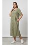 Large Size Women's Dress Made of Tencel Fabric with Stripe Detail - 3