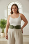 Plus Size Khaki Women's Belt Corset Style Three Buckle Waist Highlighting - 3