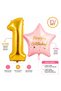 2-Piece Birthday Foil Balloon Set 34 Inch Gold Number Balloon and 18 Inch Pink Happy Birthday Star Foil Balloon