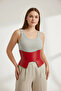 Plus Size Burgundy Women's Belt Corset Model Waist Shaper Leather - 3
