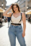 Plus Size Black Women's Belt Leather Harness Style Ring Detailed Body Accessory - 4