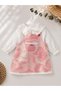 Girl's Floral Patterned Shirt Dress Set – Stylish Combination with Collared Long Sleeve Blouse and Lace Detail - 6