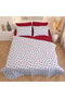Double Red Heart Patterned Multi-Purpose Bedspread Set (Pique Set) with 4 Pillowcases & Fitted Sheets
