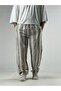 Striped Beige Linen Men's Baggy Trousers Coc3290 - 2