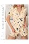 Mars 5 Button Moon Patterned Shorts Pajama Set - 2