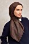 Cotton Polyester Soft Scarf Anthracite Geometric Patterned Non-Slip Textured Tok Duruşlu 90X90 - 3
