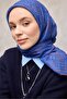 Cotton Polyester Soft Scarf Cobalt Blue Geometric Patterned Non-Slip Buckle 90X90 - 4