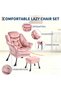 Modern Lazy Chair with Armrests and Side Pocket Upholstered Sofa Chair Set for Leisure and Reading with Footrest in Green One Size Comfortable Home Furniture - 4