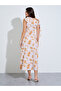 White Floral Print Sleeveless A-Line Maxi Dress - 5