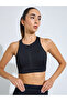 Black Half Front Zip Up Racerback Sport Bra And Broad Waist Flared Pants Set - 2