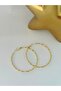 Crushed Detail Thin Hoop Earrings (Steel) Gold - 2