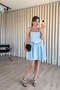 Baby Blue Women's Strappy Lace Detailed Openwork Linen Dress - 3