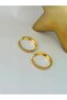 Zircon Stone Detailed Medium Size Steel Hoop Earrings