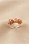 Adjustable Plated Ring with Natural Agate Stone