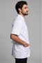 Men's Judge Collar Short Sleeve Snap Fastener Jacket, Oversized White Alpaca Fabric Doctor and Pharmacist Coat - 3