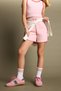Modal Elastic Waist Red Piping Light Pink Shorts Girls H4558A826Sm - 2
