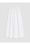 Özmarka New Season White Elastic Waist Poplin Flared Skirt - 6