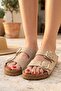 Beige Double-Strapped Daily Beach Pool Beach Slippers Women's Slippers - 3