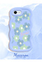 iPhone Se 2022 Compatible Case Camera Protector Blue Silicone Couple Phone Case Floral Pattern - 2