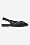 Zelvia Black and White Polka Dot Bow Open Back Women's Ballerina Shoes - 4