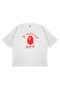 Unisex Women's Men's Bape Chinese Red Design Front Printed Oversized Thick Fabric Relaxed Fit T-Shirt - 3