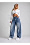 Tinted Embroidered Front Knee-Area Baggy Jeans with Side Panels - 3